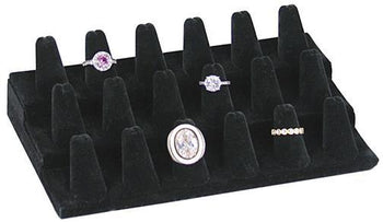 M&M 245-18BK  18 Finger Ring Display - Black Velvet